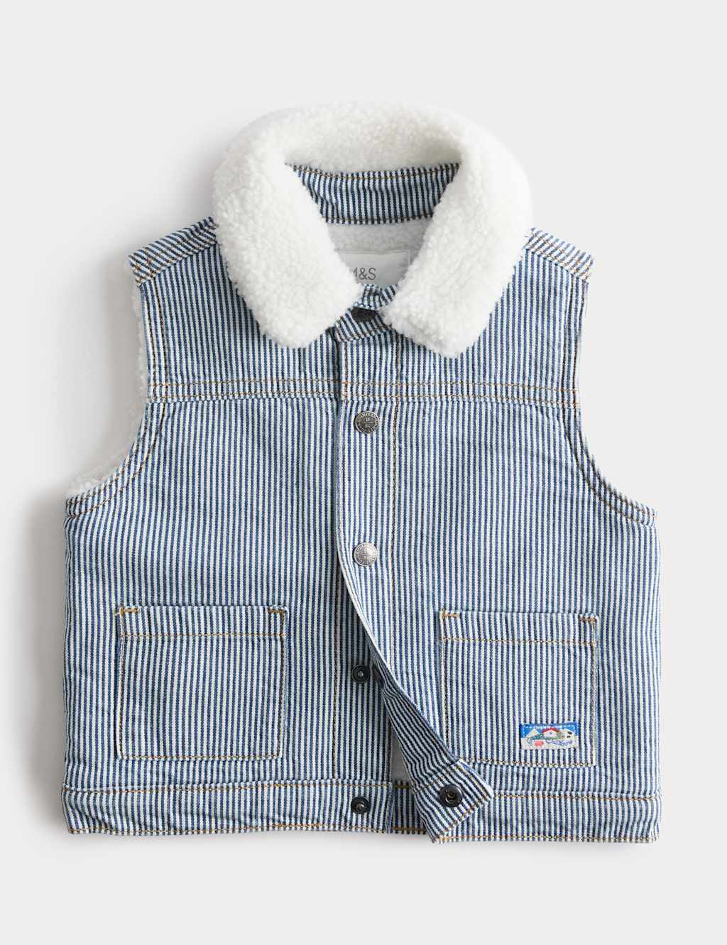 M&S Boys Pure Cotton Gilet (0-6 Yrs) - 6-9 Months - Navy/Blue