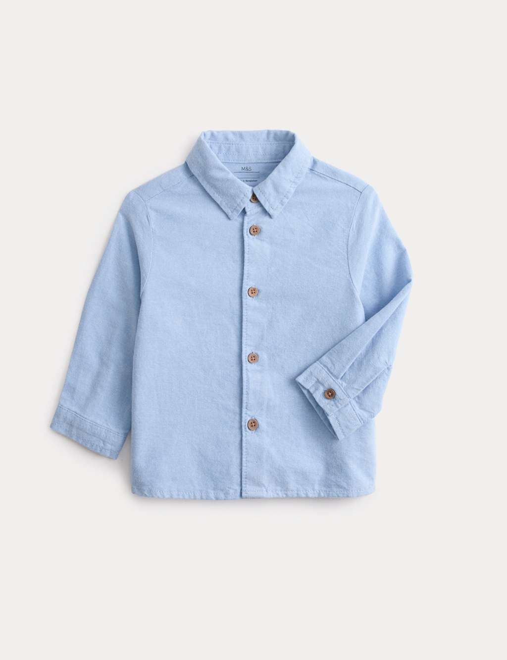 M&S Boys Pure Cotton Shirt (0-3 Yrs) - 0-3 Months - Blue
