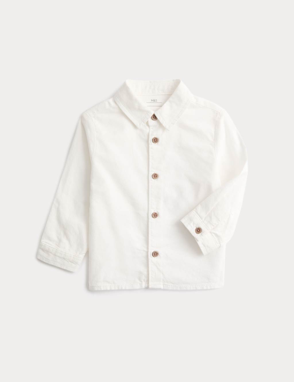 M&S Boys Pure Cotton Shirt (0-3 Yrs) - 0-3 Months - White