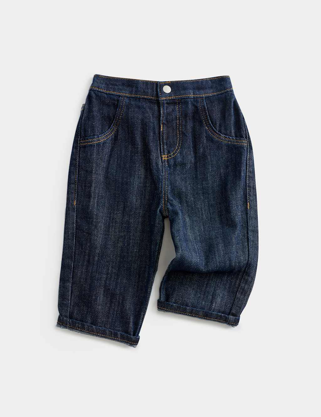 M&S Boys Cotton Rich Elasticated Waist Jeans (0-3 Yrs) - 0-3 Months - Denim