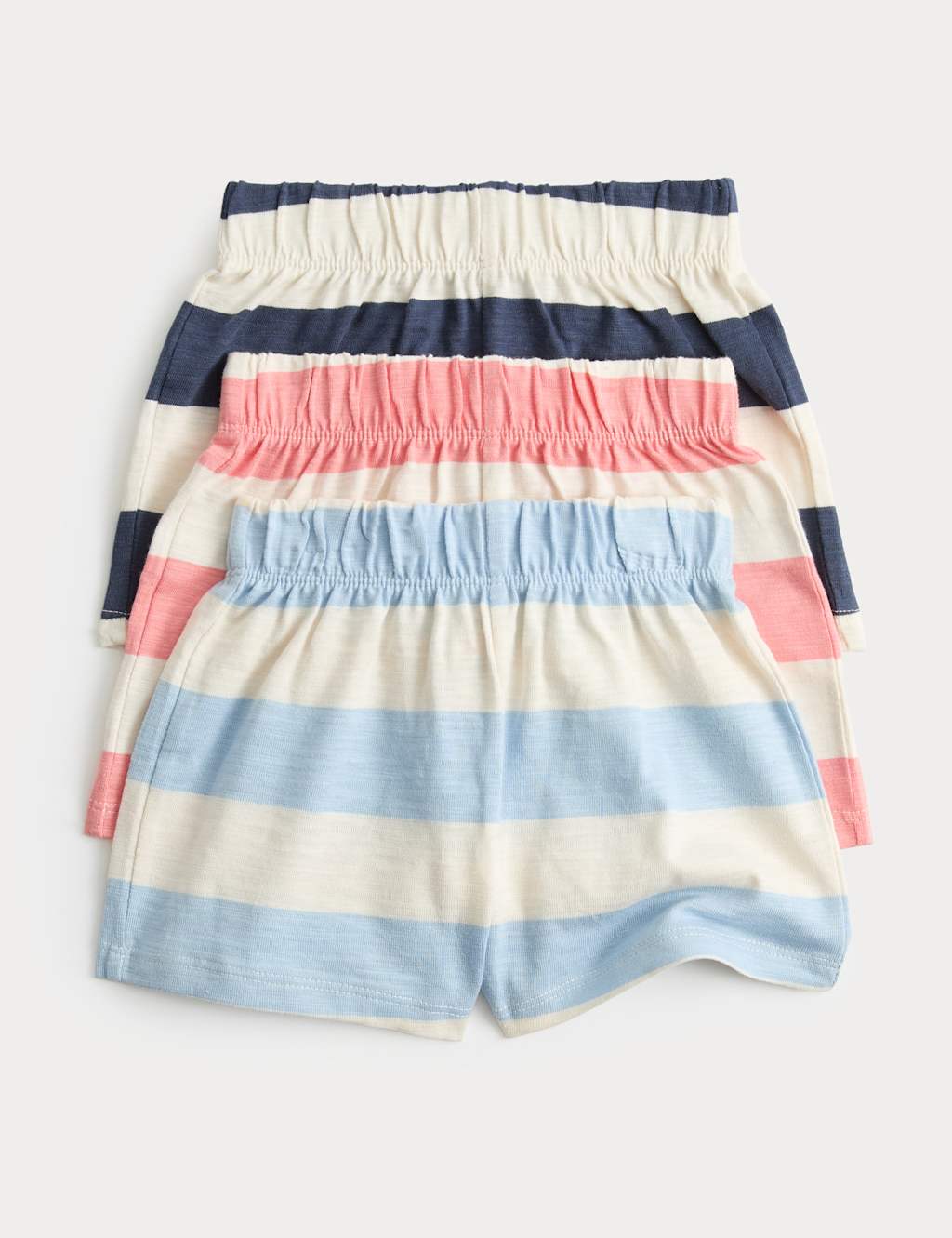 M&S Boys 3 Pack Pure Cotton Striped Shorts (0-5 Yrs) - 4-5 Years - Blue Mix