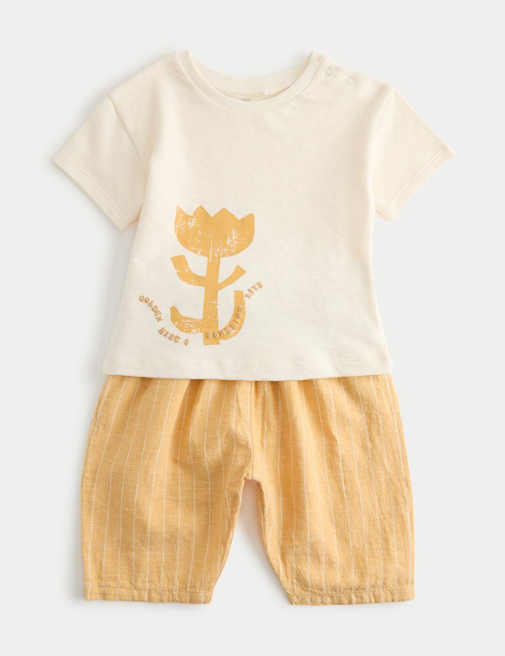 M&S Boys Graphic Tee & Striped Trousers (0-5 Yrs) - 18-24 Months - Yellow