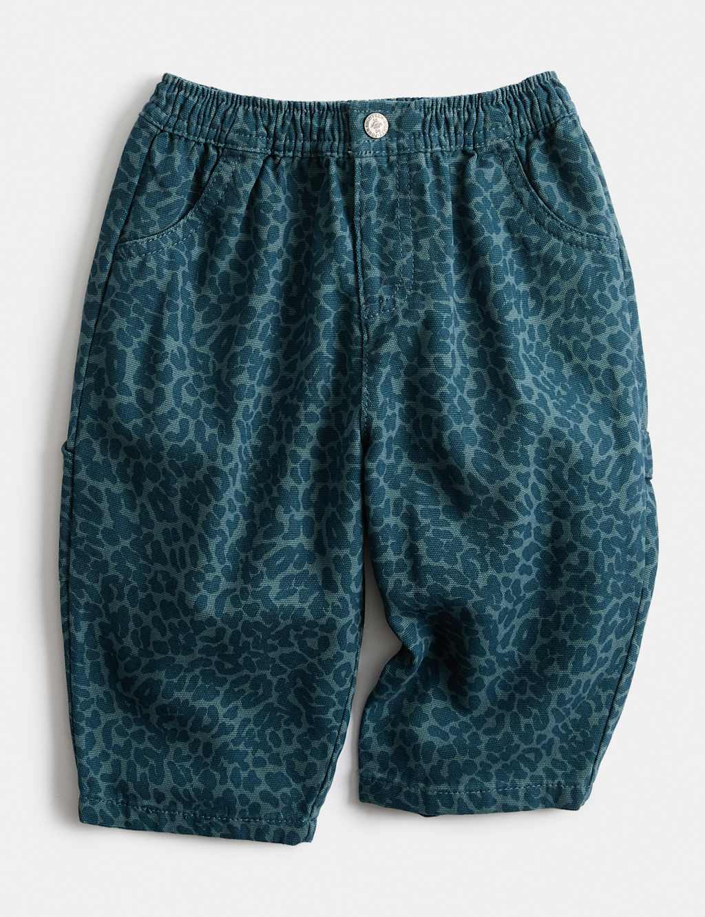 M&S Boys Pure Cotton Patterned Trousers (0 Months-5 Years) - 18-24 Months - Teal