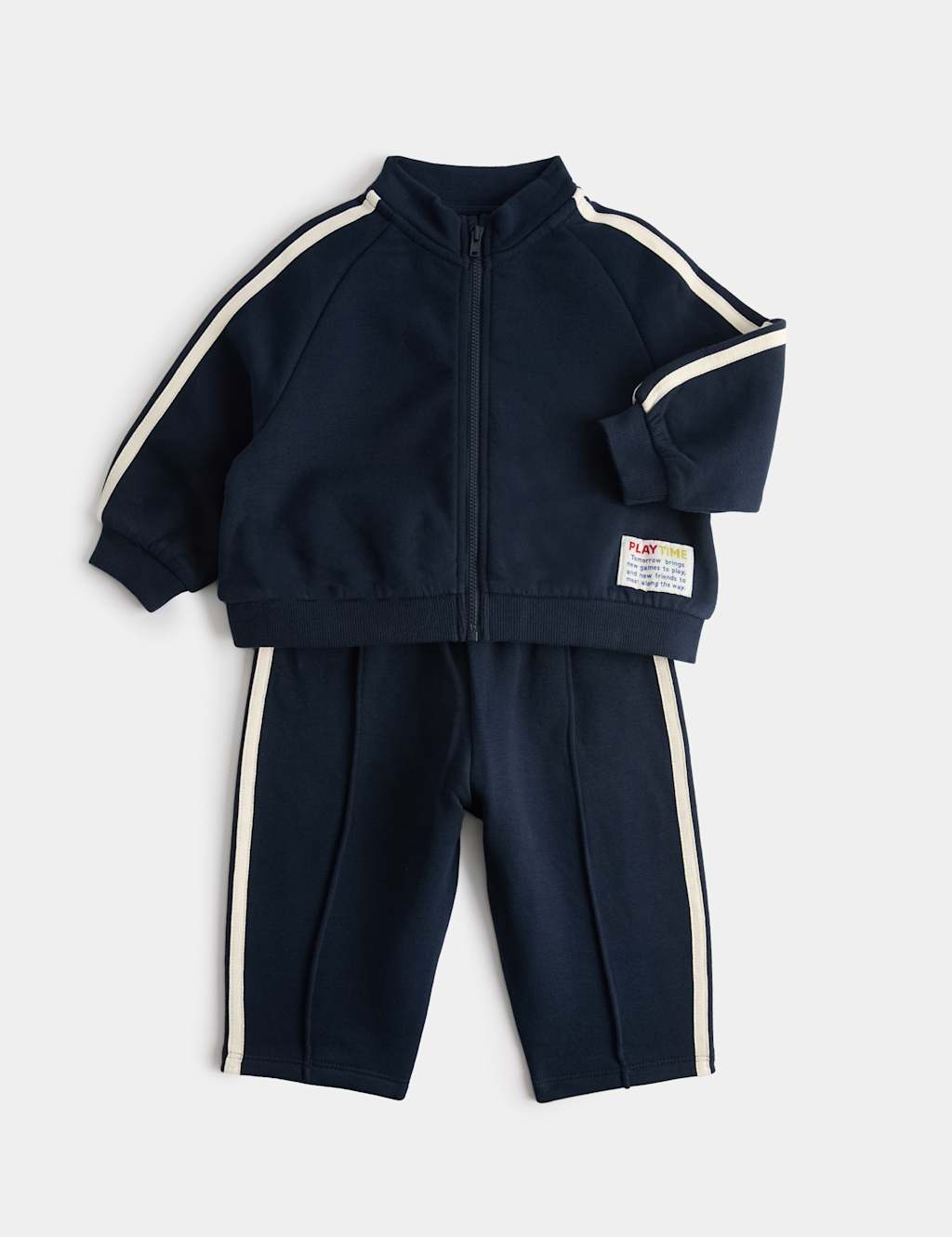 M&S Boys 2 Piece Cotton Rich Sporty Tracksuit (0-5 Yrs) - 4-5 Years - Navy