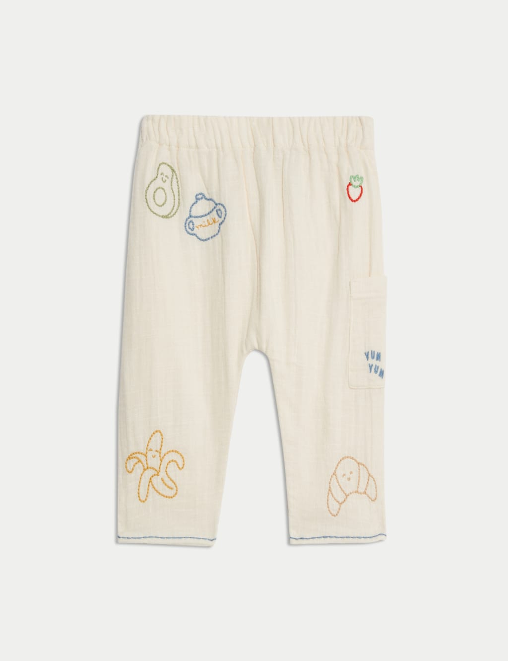 Pure Cotton Food Embroidery Trousers (0-3 Yrs)
