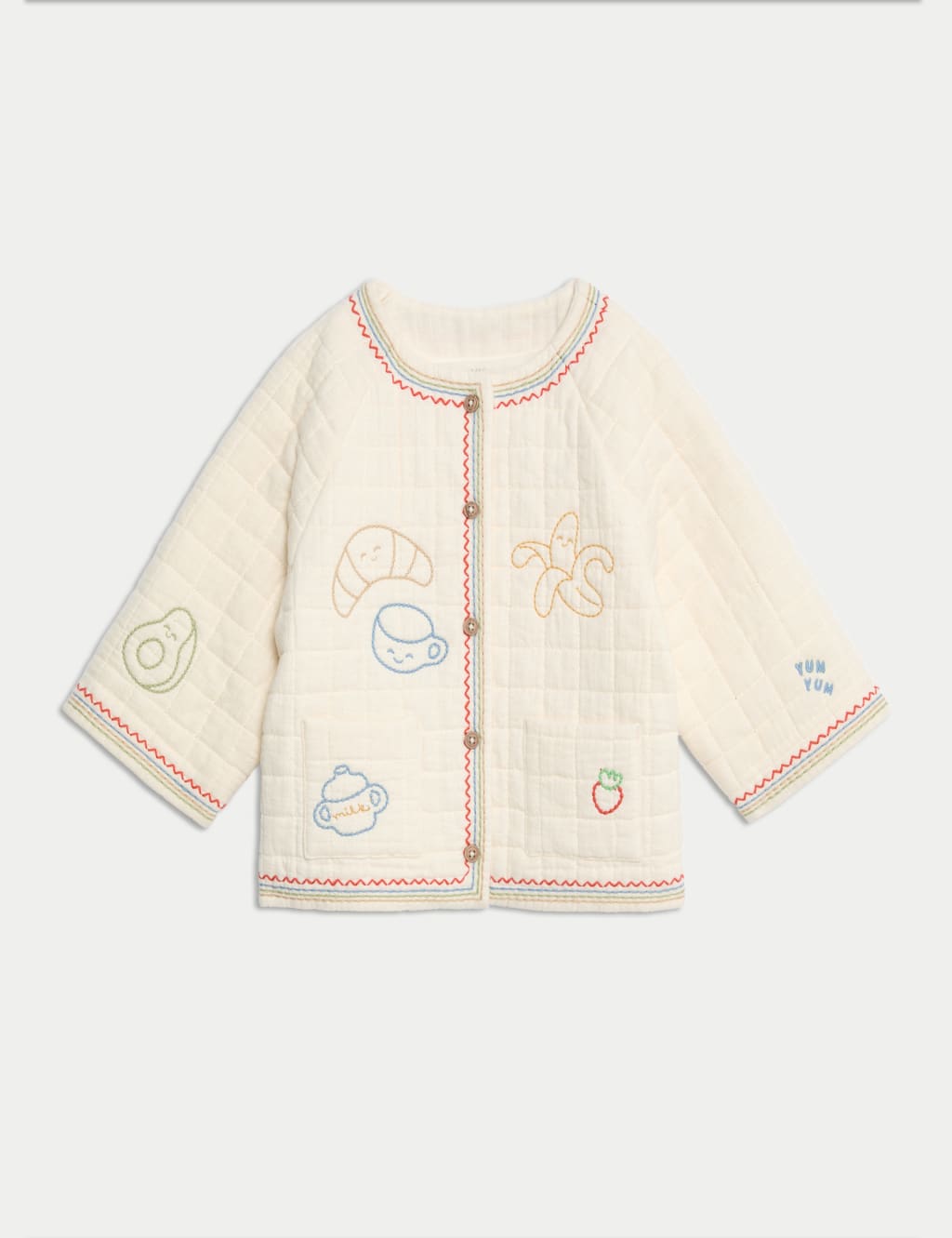 Pure Cotton Embroidered Quilted Jacket (0-3 Yrs)