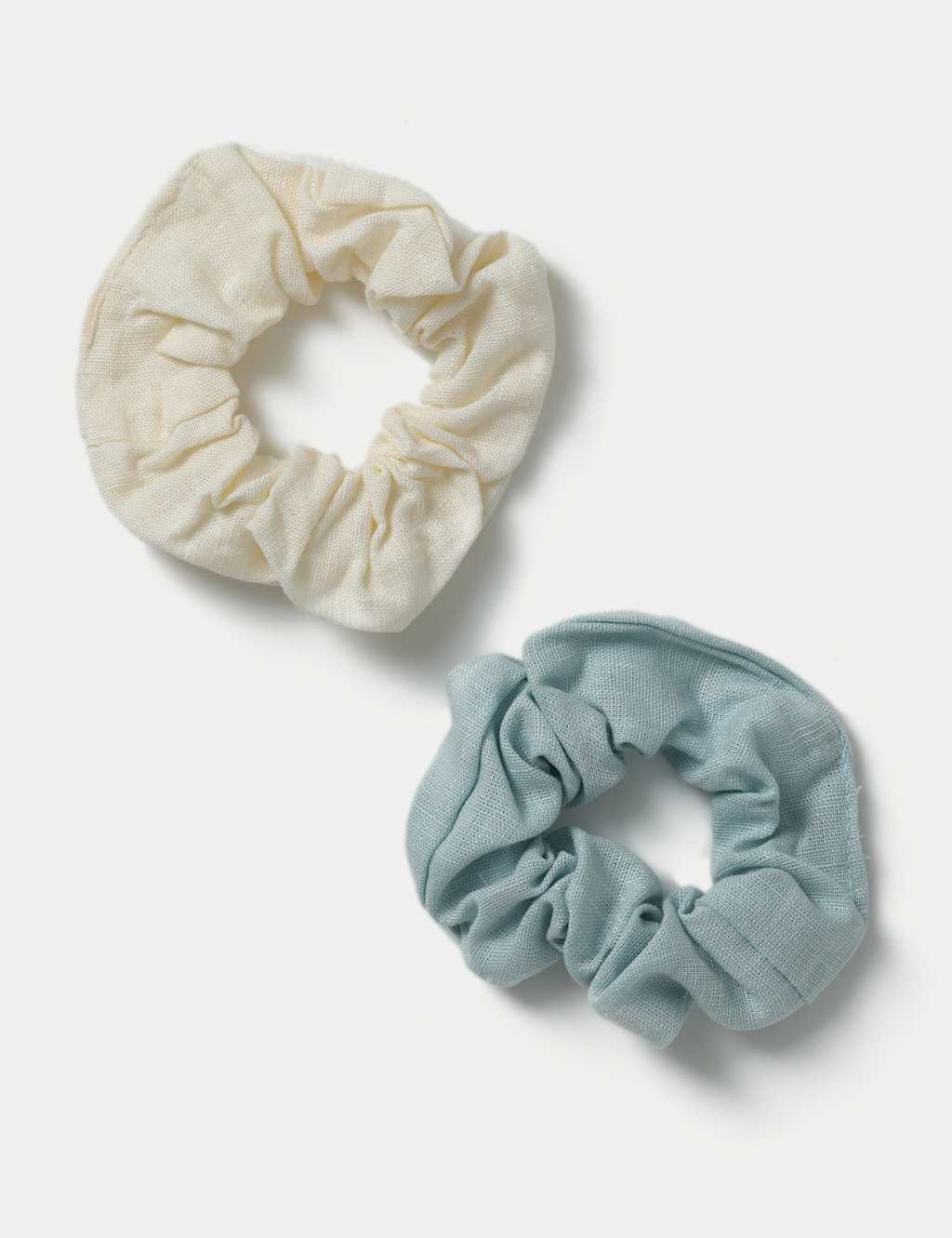 2 Pack Blue and Beige Scrunchie
