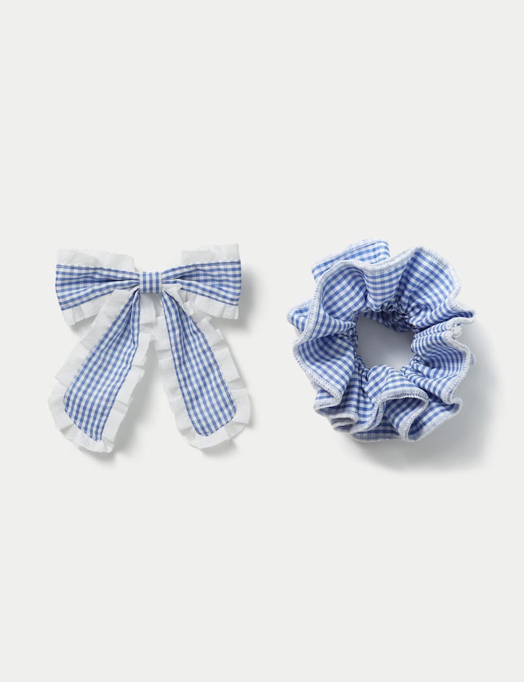 M&S Collection Girls Back To School Gingham Scrunchie And Bow - Blue, Blue,Red,Green,Yellow,Purple,Navy