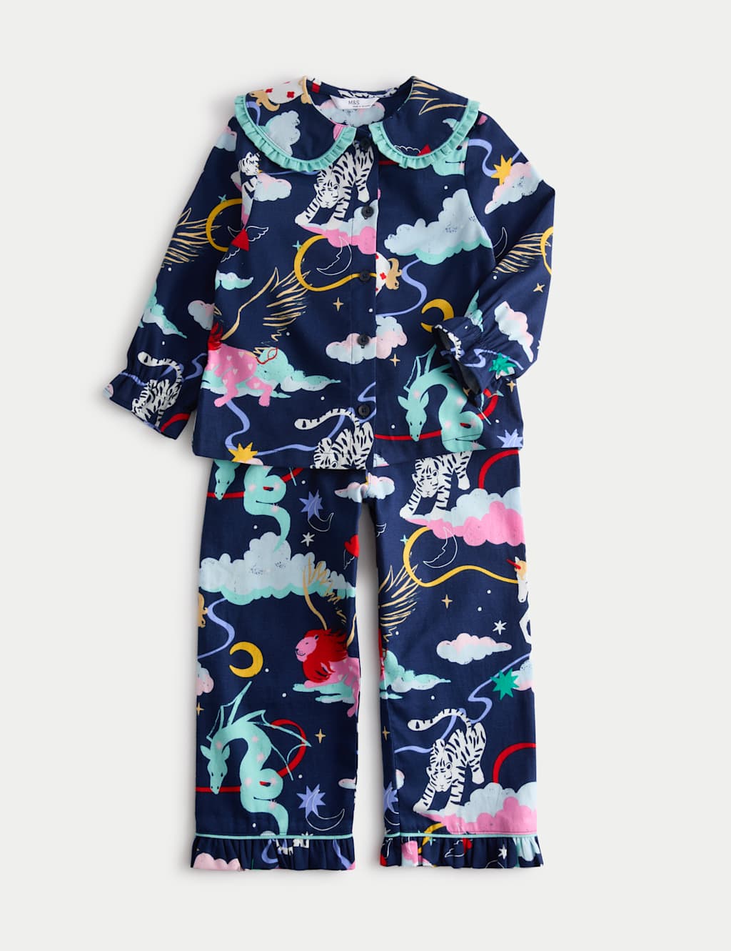 M&S Pure Cotton Magical Print Pyjamas (1-8 Yrs) Navy Mix