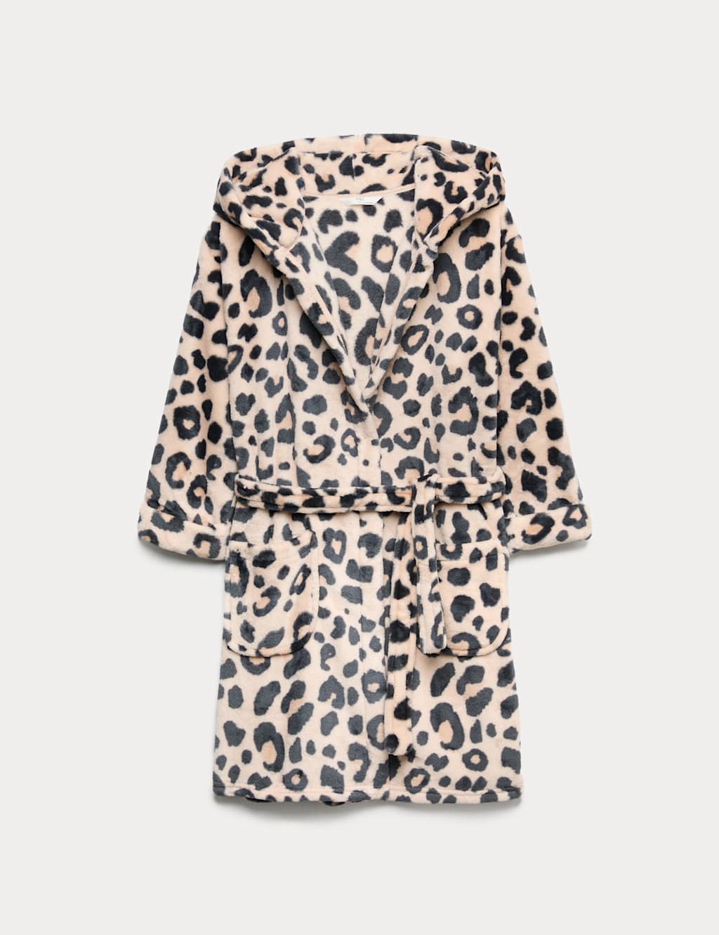 M&S Fleece Leopard Print Dressing Gown (1-16 Yrs) Brown Mix