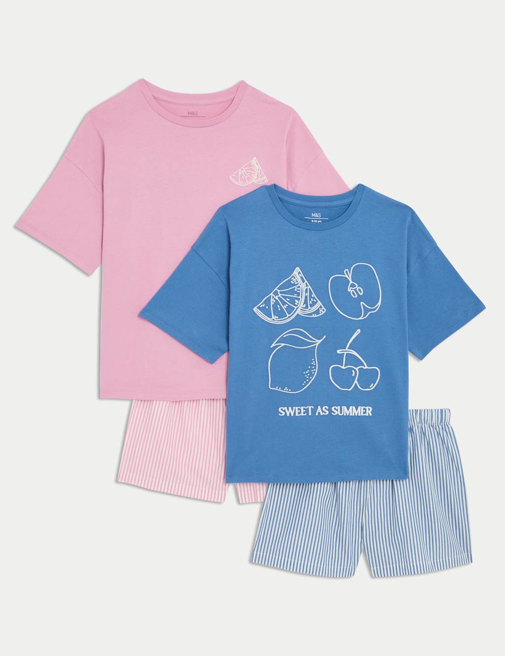 2pk Pure Cotton Fruit Pyjama Sets (3-16 Yrs)