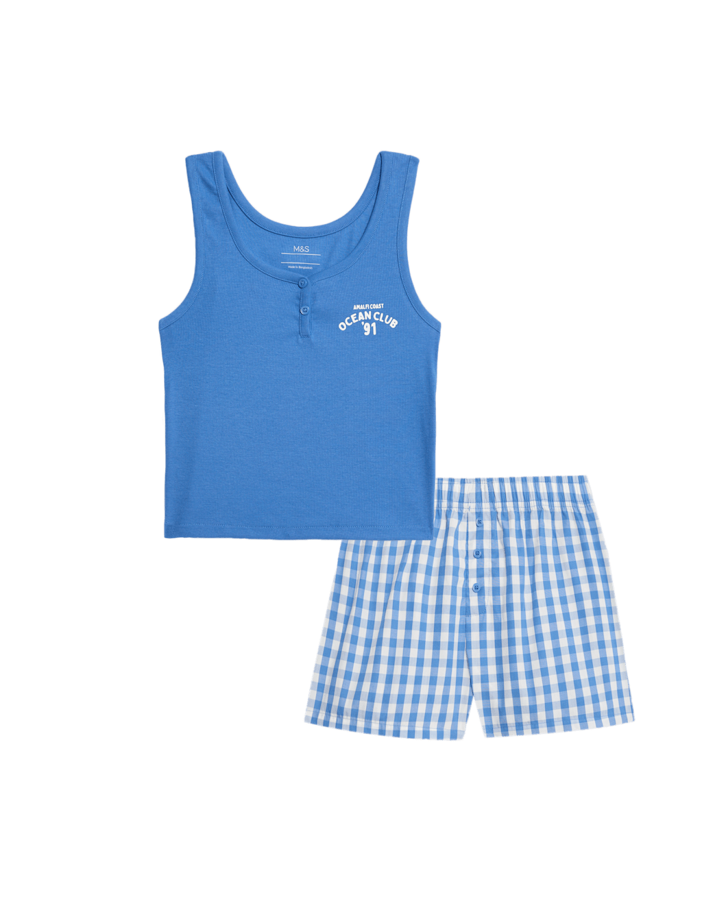 Cotton Rich Printed Gingham Short Pyjamas (6-16 Yrs)