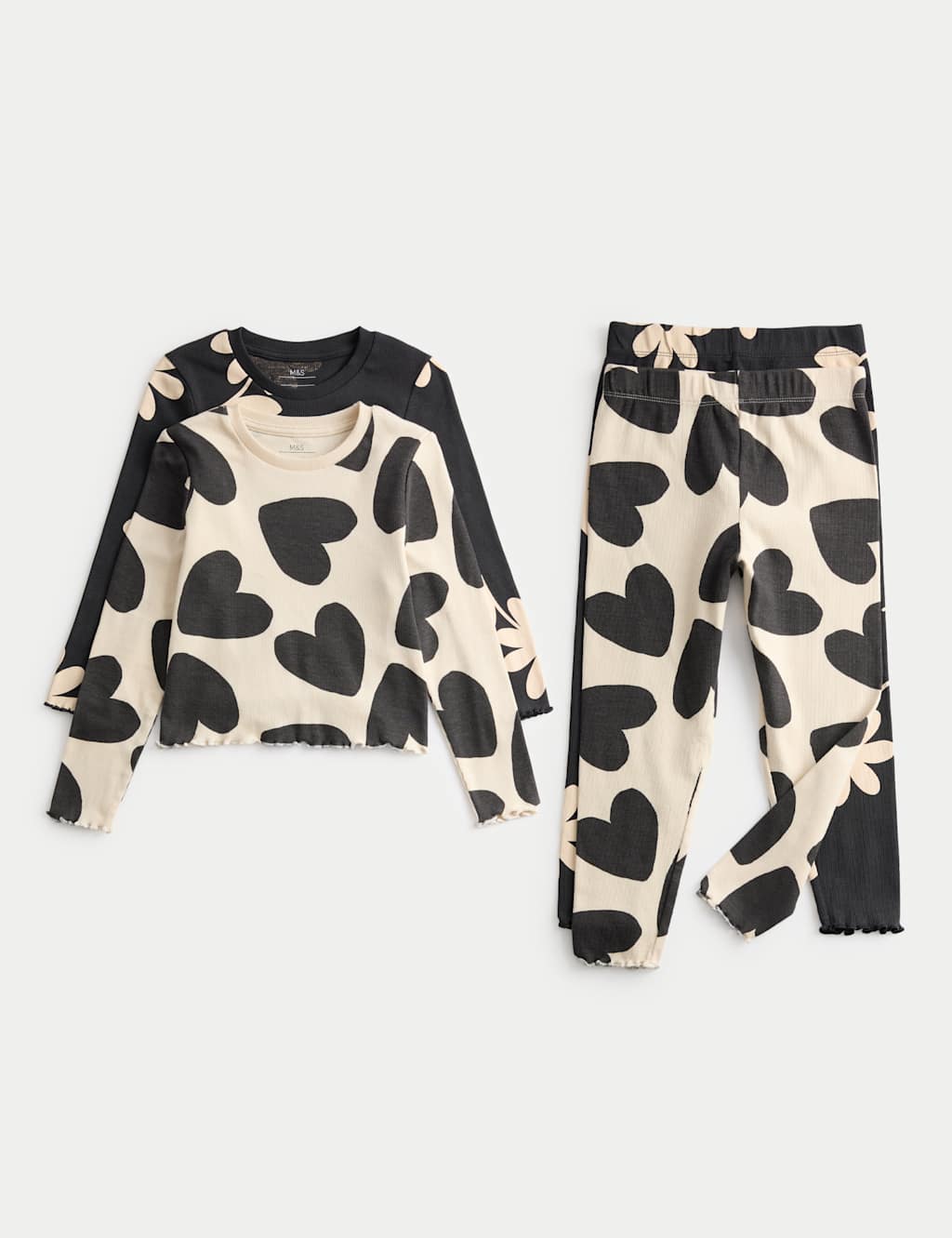 M&S 2 Pack Cotton with Stretch Printed Pyjama Sets (1-8 Yrs) Multi/Neutral