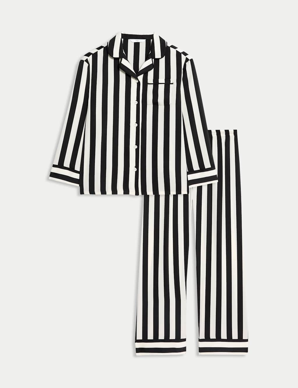 M&S Satin Striped Pyjamas (6-16 Yrs) Black Mix