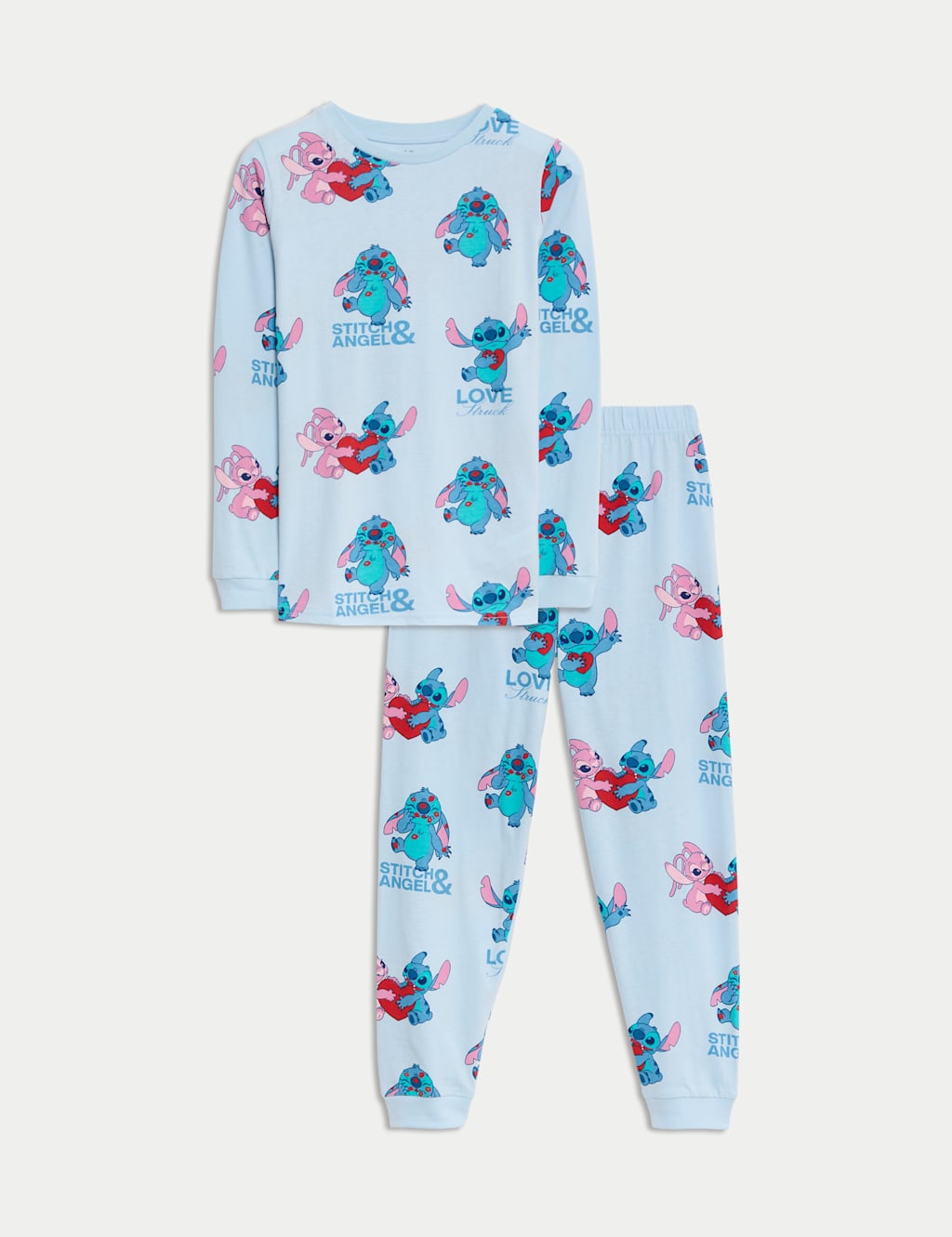 M&S Pure Cotton Lilo & Stitch Pyjamas (3-16 Yrs) Blue