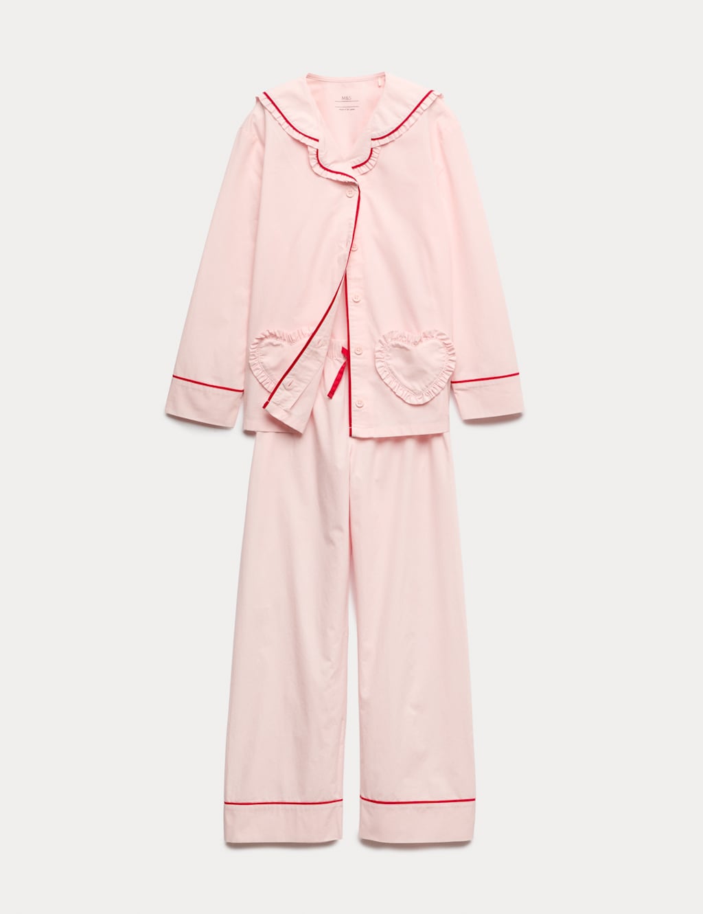 M&S Girls Pure Cotton Heart Pyjamas (1-16 Yrs) - 3-4 Years - Pink Mix
