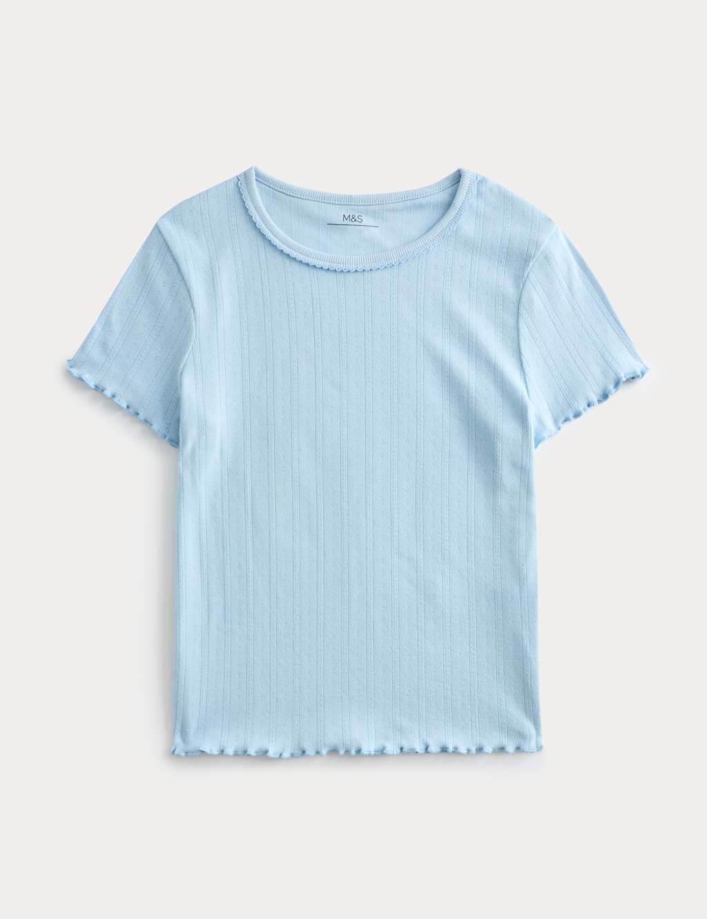 M&S Girls Pointelle Brushed Pyjama Top (6-16 Yrs) - 12-13 Years - Blue