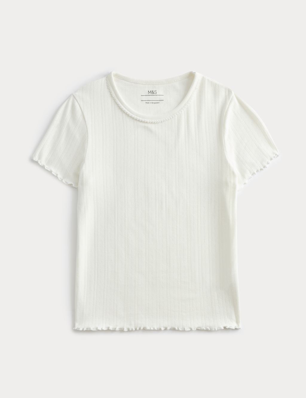 M&S Girls Pointelle Brushed Pyjama Top (6-16 Yrs) - 13-14 Years - Ecru