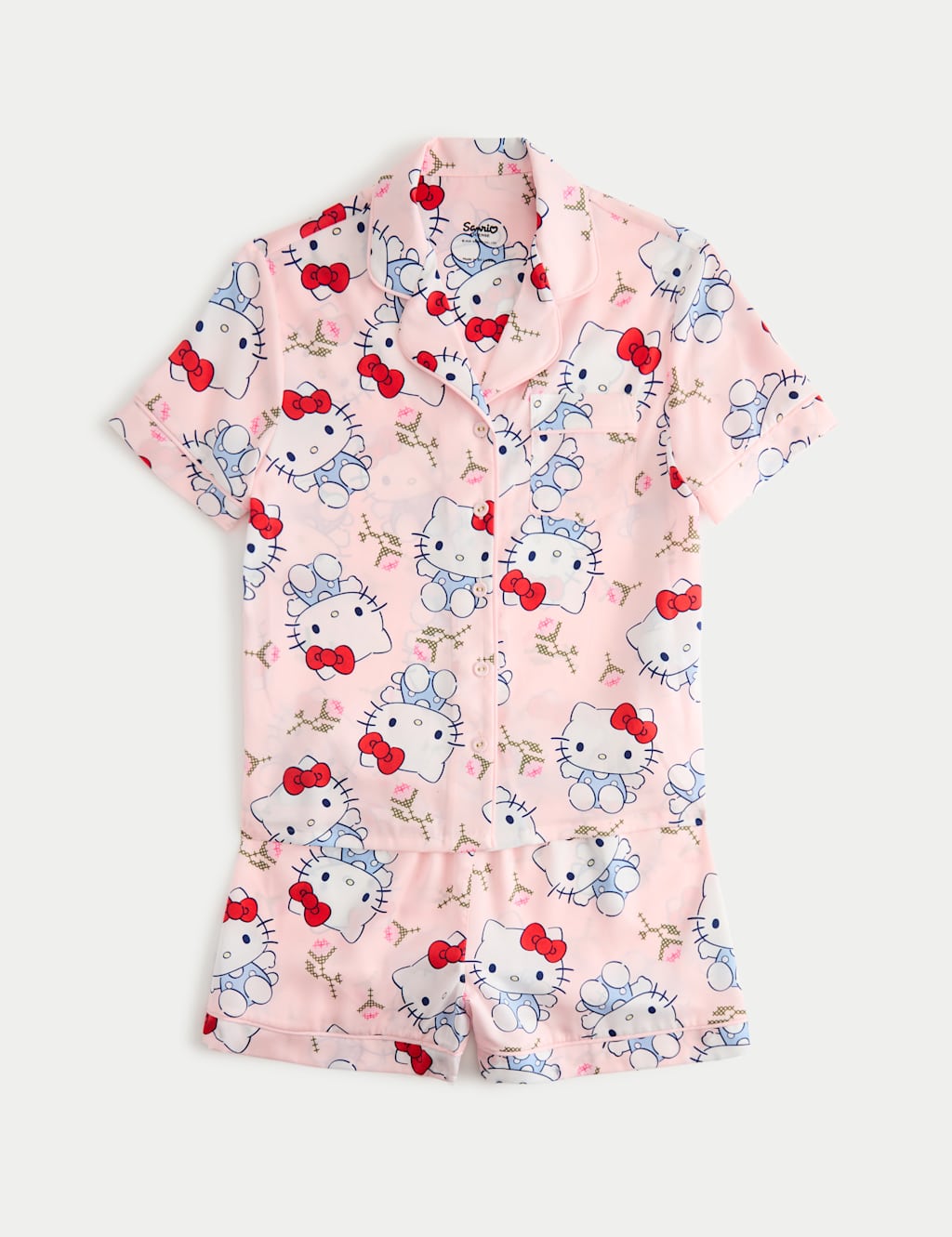 M&S Girls Hello Kitty Satin Pyjamas (6-16 Yrs) - 13-14 Years - Light Pink Mix