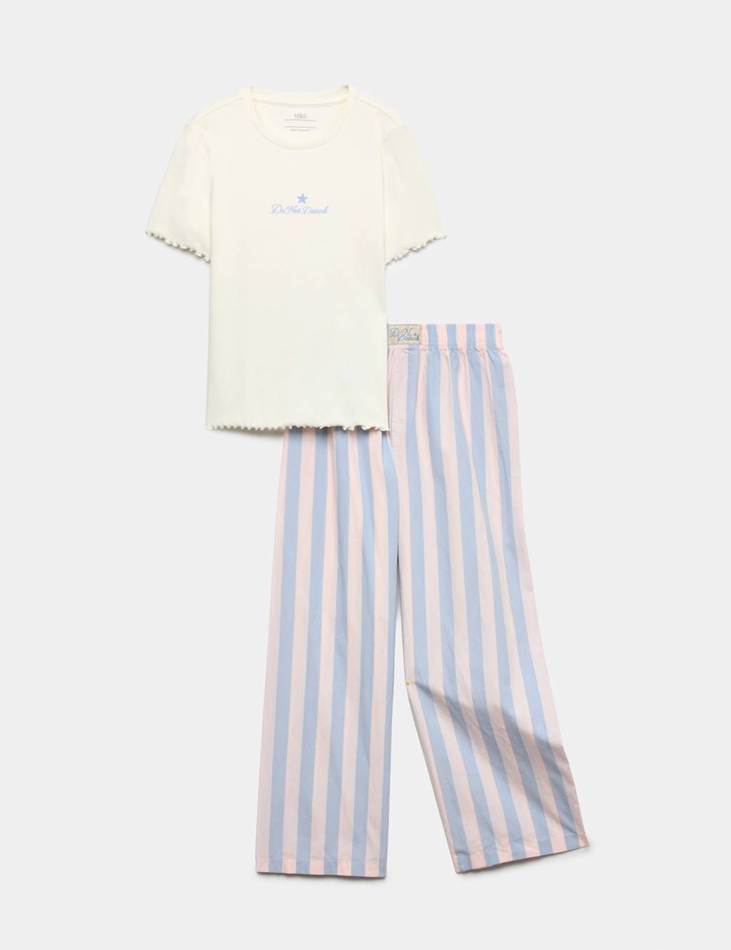 M&S Girls Cotton Rich Do Not Disturb Pyjamas (5-16 Yrs) - 14-15 Years - Ecru Mix