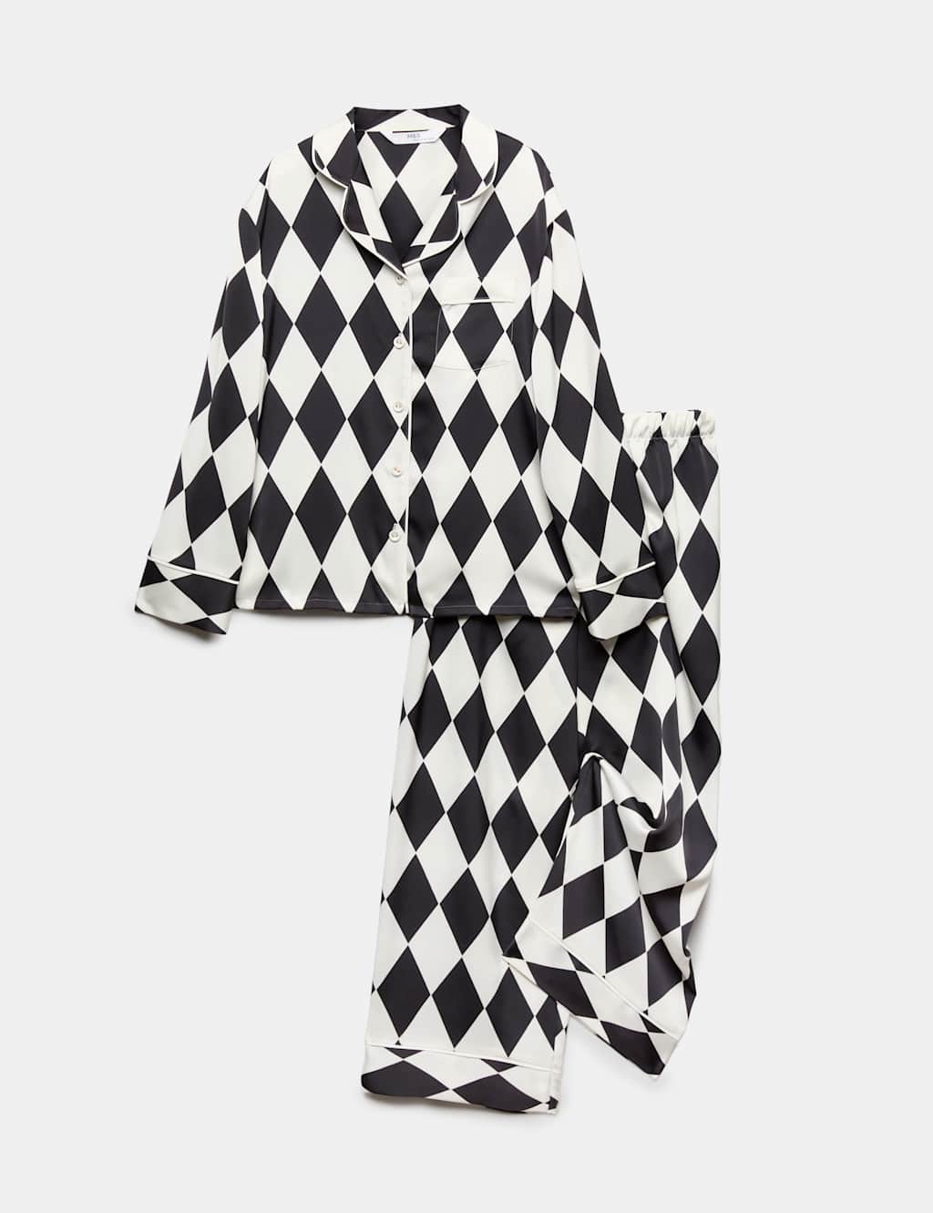 M&S Girls Halloween Pierrot Satin Pyjamas (6-16 Yrs) - 6-7 Years - Black Mix