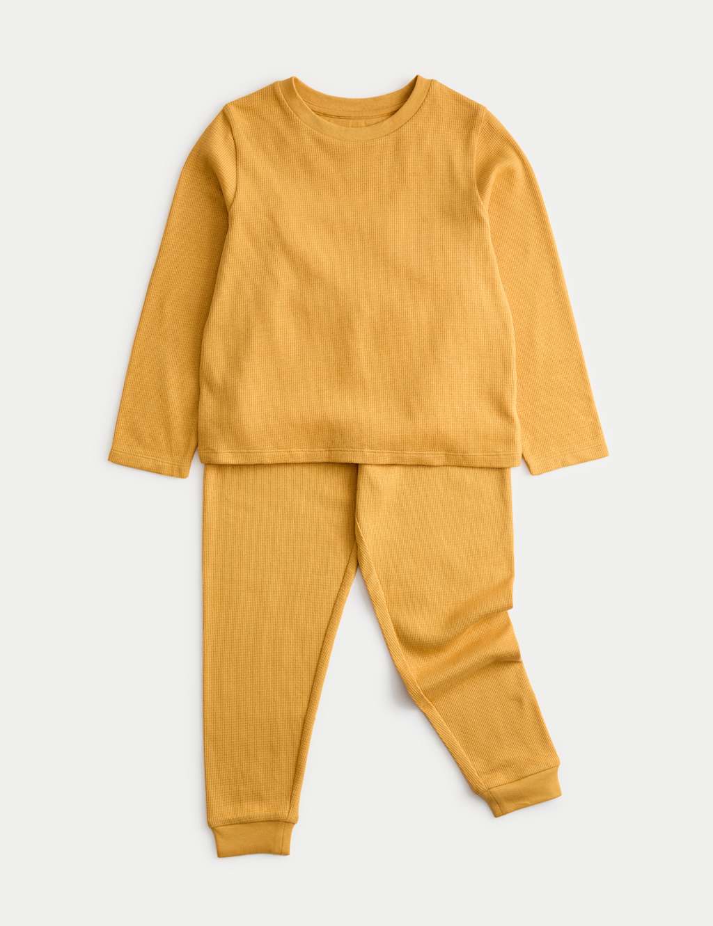 M&S Pure Cotton Waffle Pyjamas (1-16 Yrs) Dark Gold