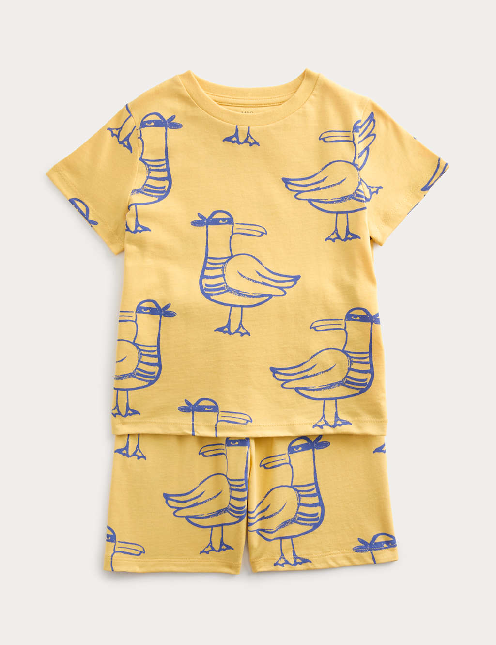M&S Boys Pure Cotton Seagull Short Pyjamas (1-8 Yrs) - 2-3 Years - Yellow