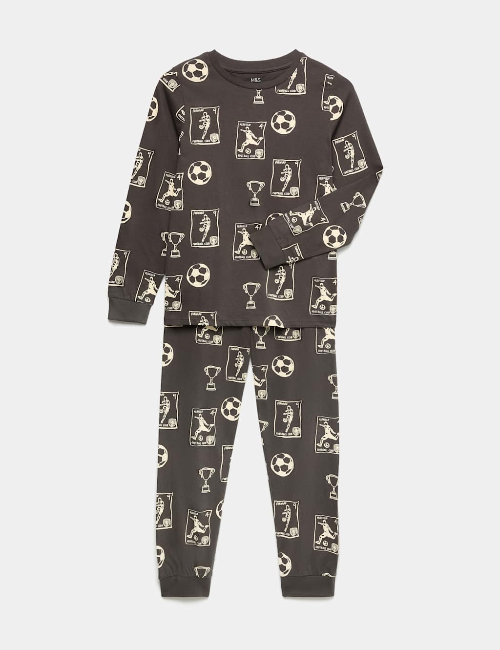 M&S Boys Pure Cotton Football Print Pyjama Set (1-16 Yrs) - 18-24 Months - Green Mix