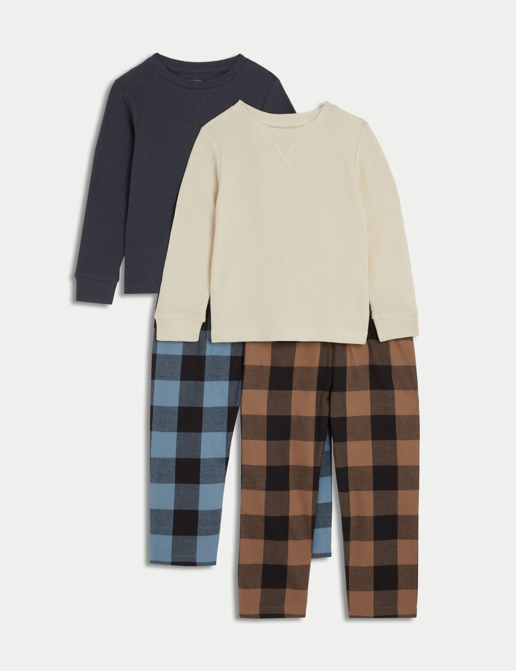 2pk Cotton Blend Checked Pyjama Sets (1-15 Yrs)