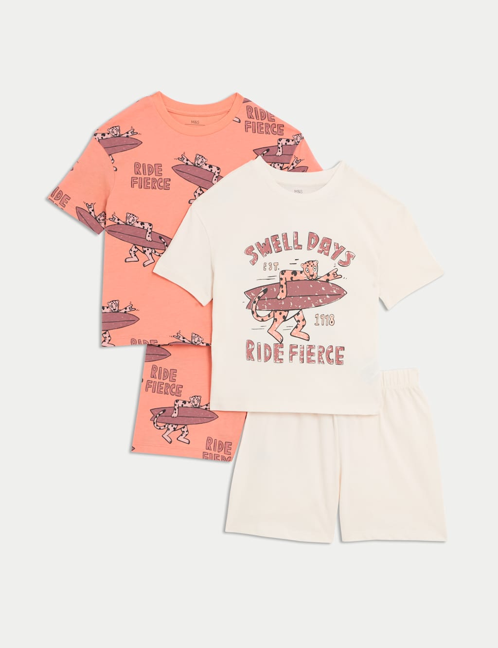 2pk Pure Cotton Surf Pyjama Sets (1-8 Yrs)