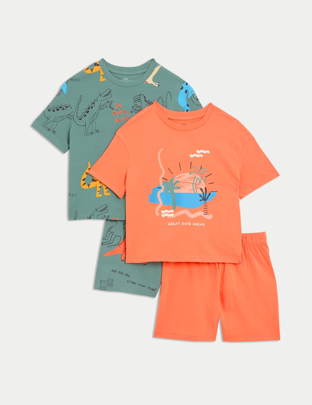 2pk Pure Cotton Dinosaur Pyjama Sets (1-8 Yrs)