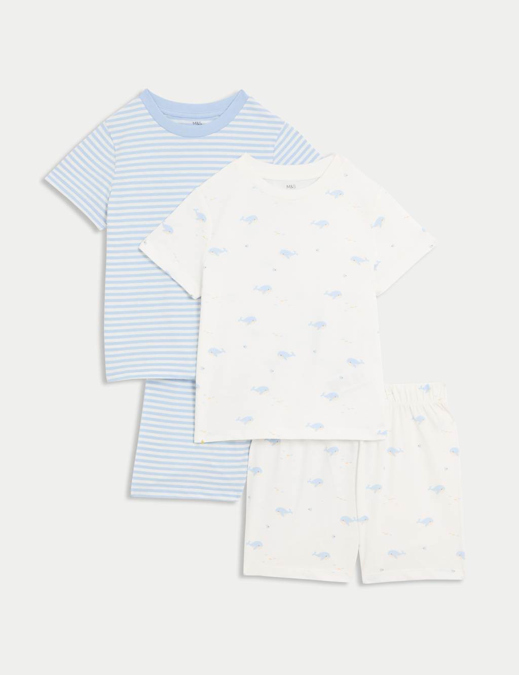 2pk Pure Cotton Whale Pyjamas (9 Mths-8 Yrs)