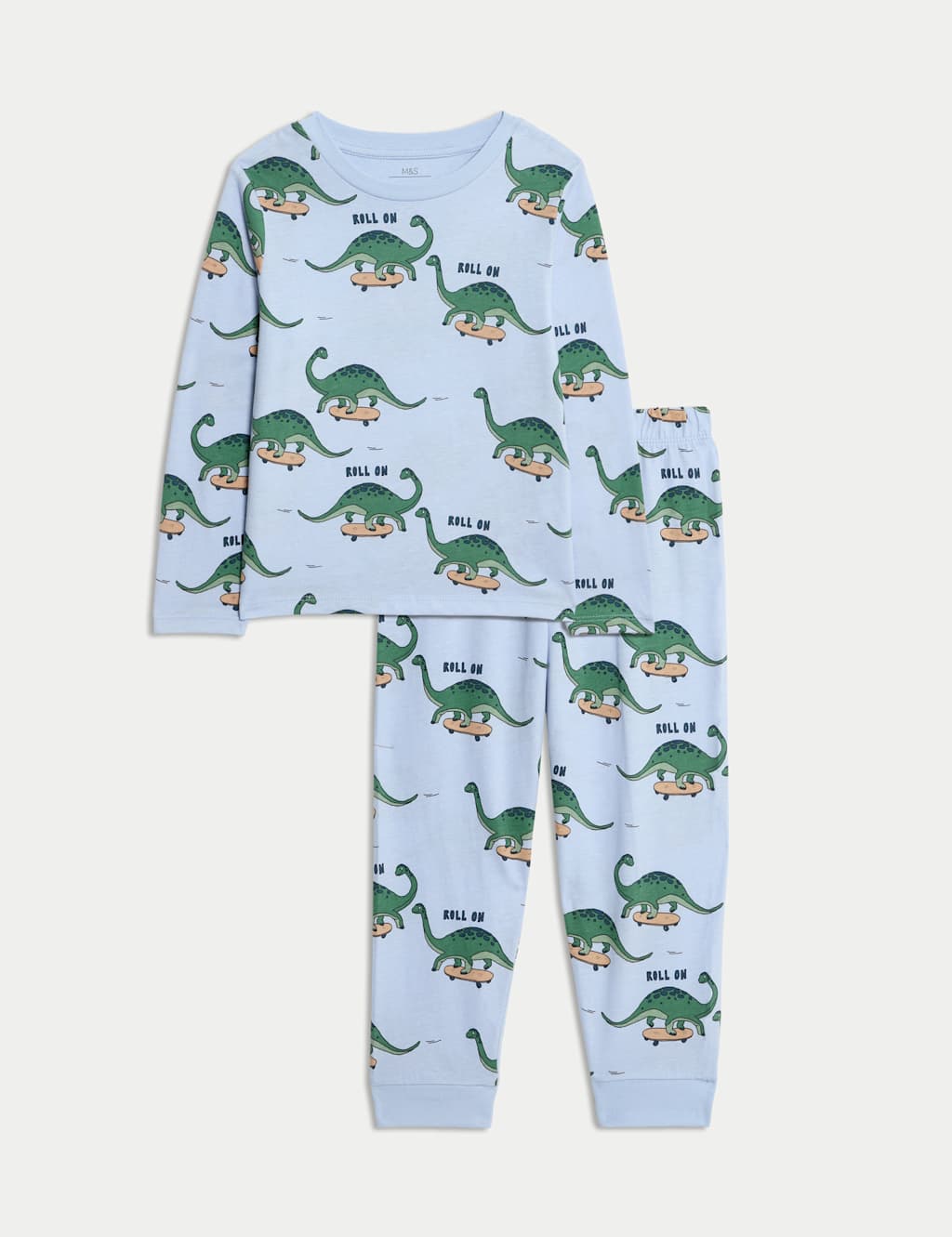 M&S Pure Cotton Dinosaur Pyjamas (1-8 Yrs) Blue