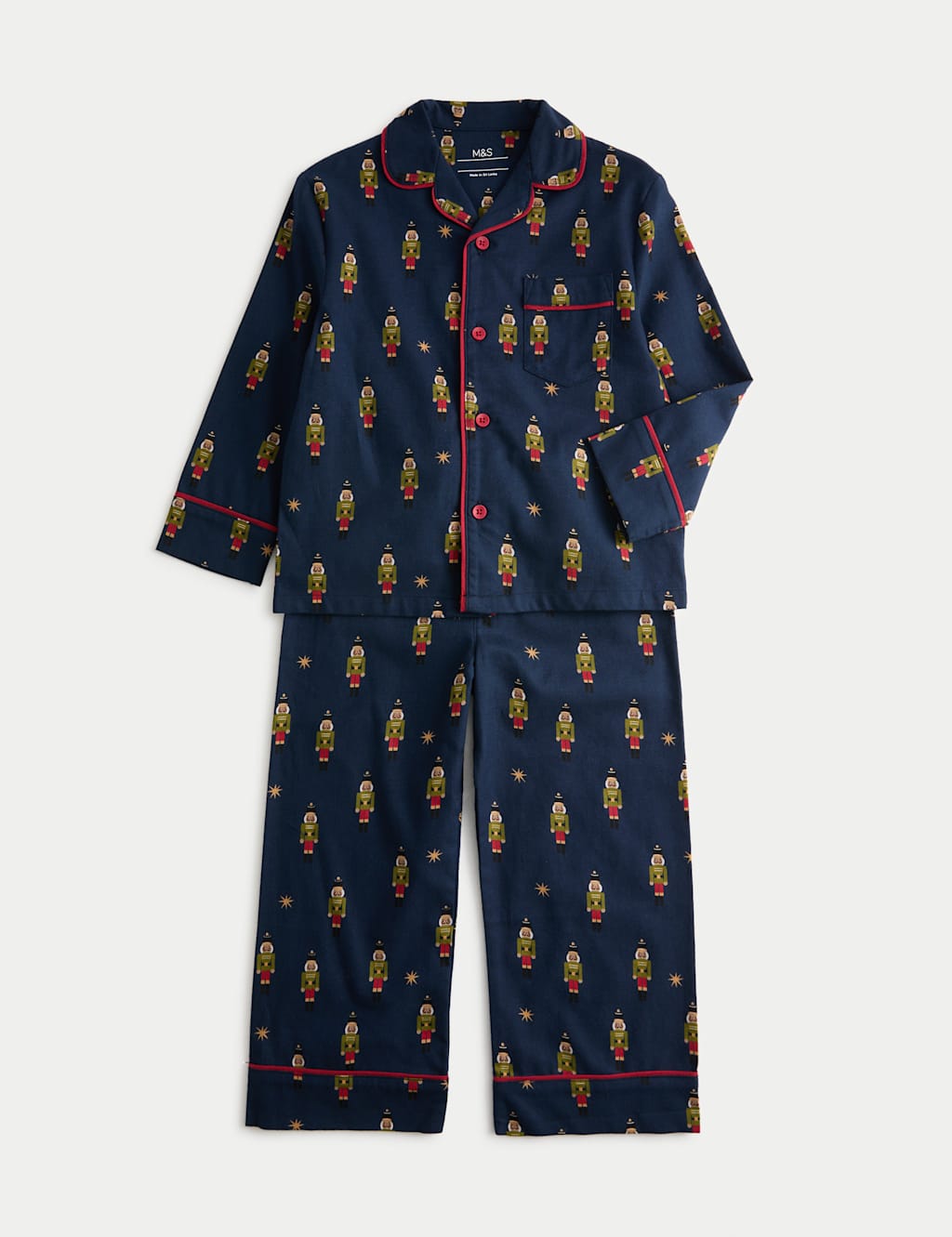 M&S Christmas Magic Nutcracker Revere Long Sleeve Pyjamas (12Mths-10 Yrs) Navy Mix