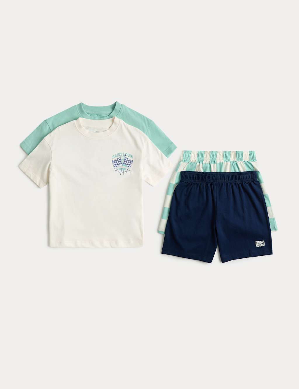 M&S Boys 2 Pack Pure Cotton Racing Graphic Pyjamas (1-16 Yrs) - 10-11 Years - Blue