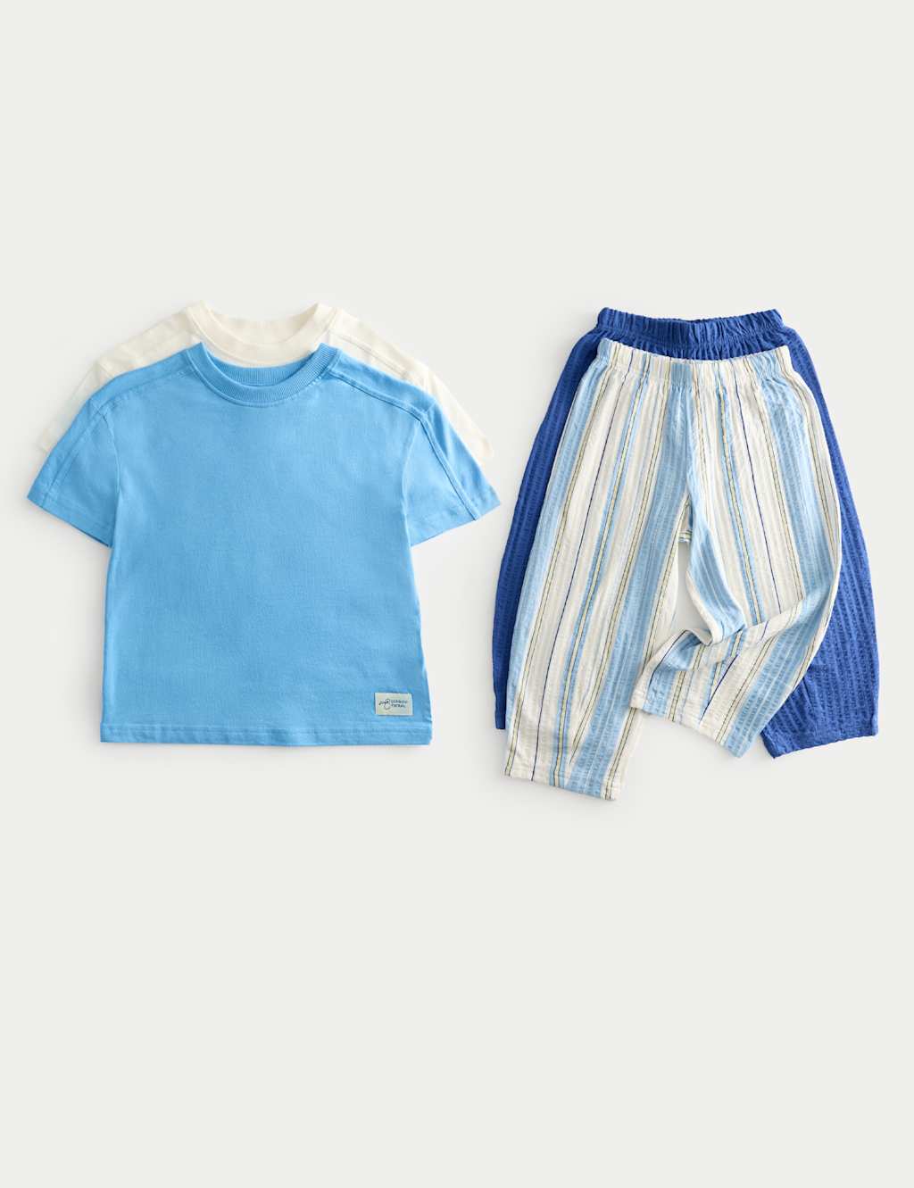 M&S Boys 2 Pack Striped Pyjama Sets (1-8 Yrs) - 2-3 Years - Blue Mix