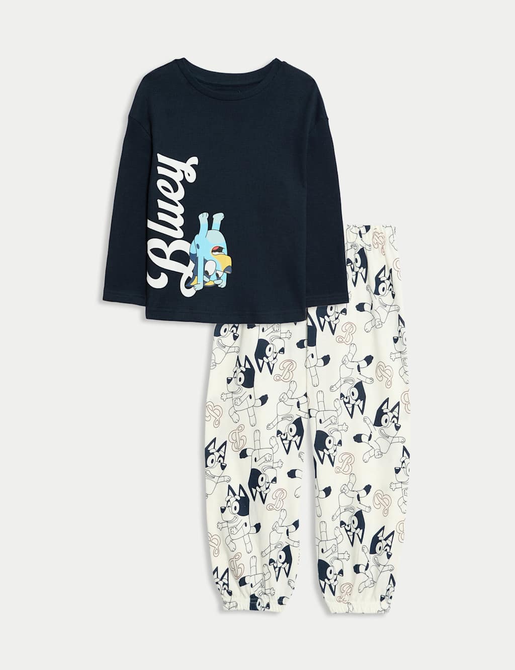 M&S Pure Cotton Bluey Pyjamas (12 Mths-7 Yrs) Navy Mix
