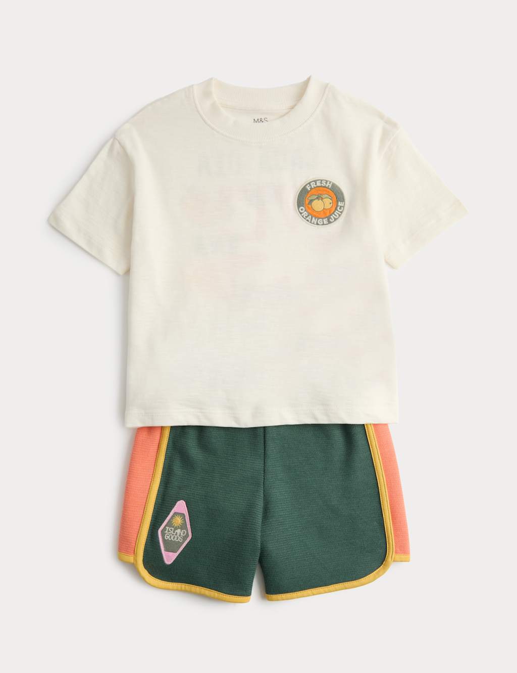 M&S Boys Cotton Rich Graphic Pyjamas (12 Mths - 8 Yrs) - 6-7 Years - Ivory Mix