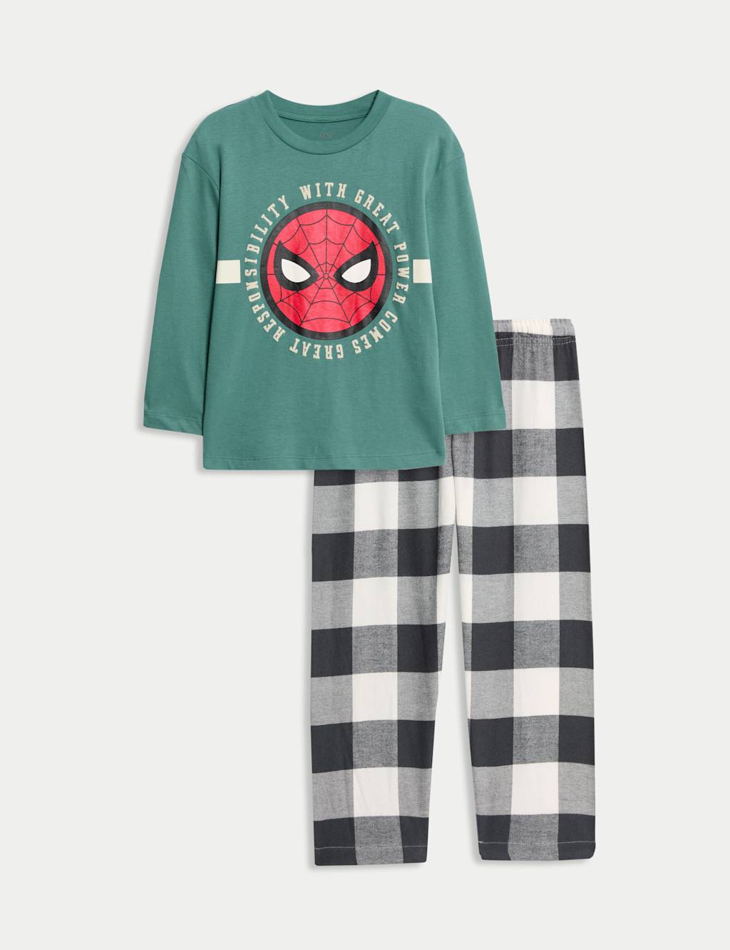 M&S Collection Boys Pure Cotton Spider-Man™ Pyjamas (1-8 Yrs) - 3-4 Y - Green Mix, Green Mix