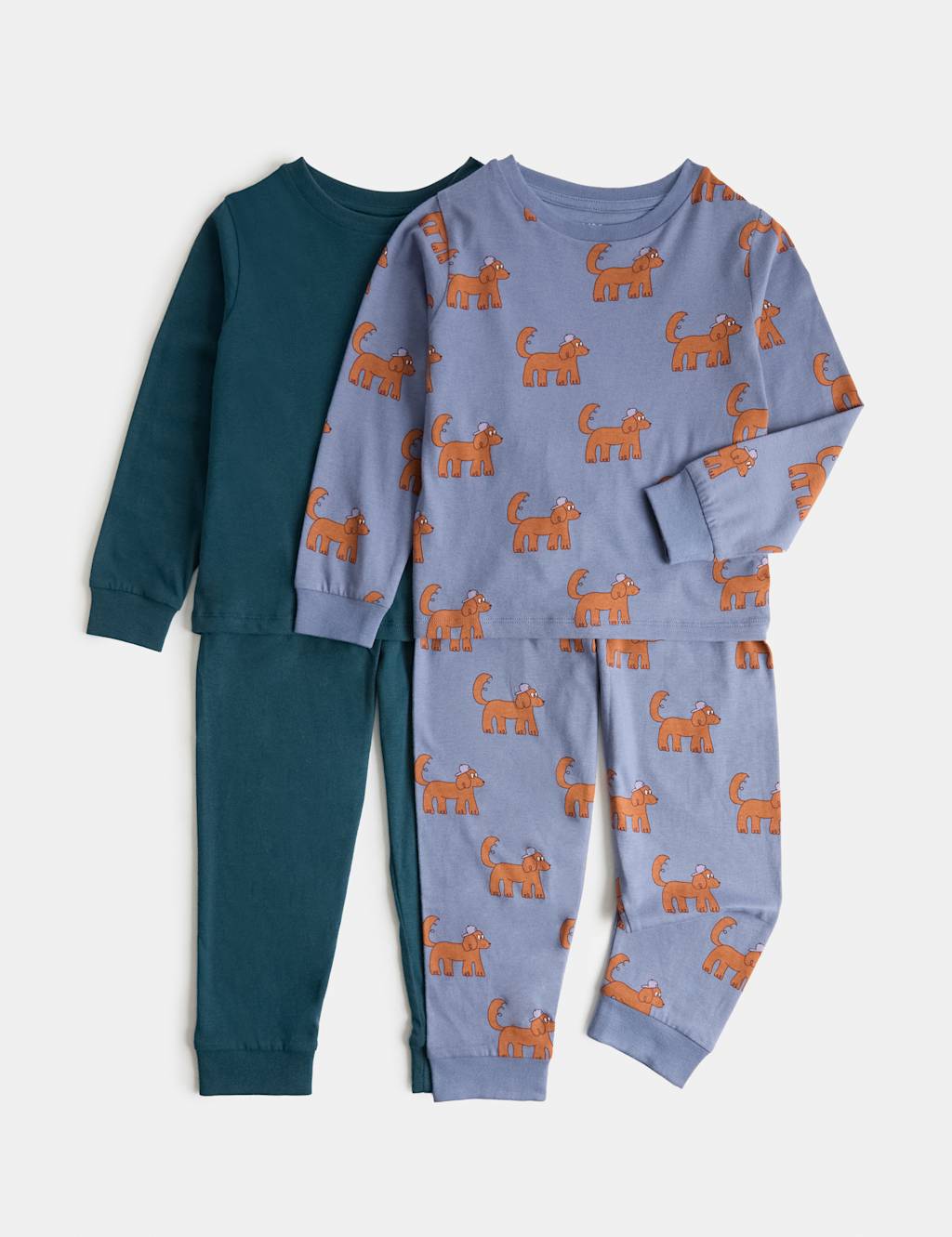 M&S Boys 2 Pack Pure Cotton Dog Pyjama Sets (1-8 Yrs) - 5-6 Years - Multi