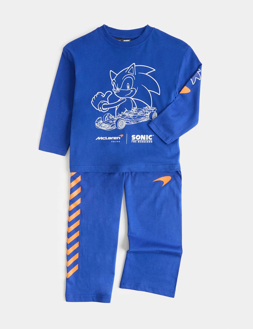 M&S Boys Pure Cotton McLaren Pyjamas (1-8 Yrs) - 7-8 Years - Blue Mix