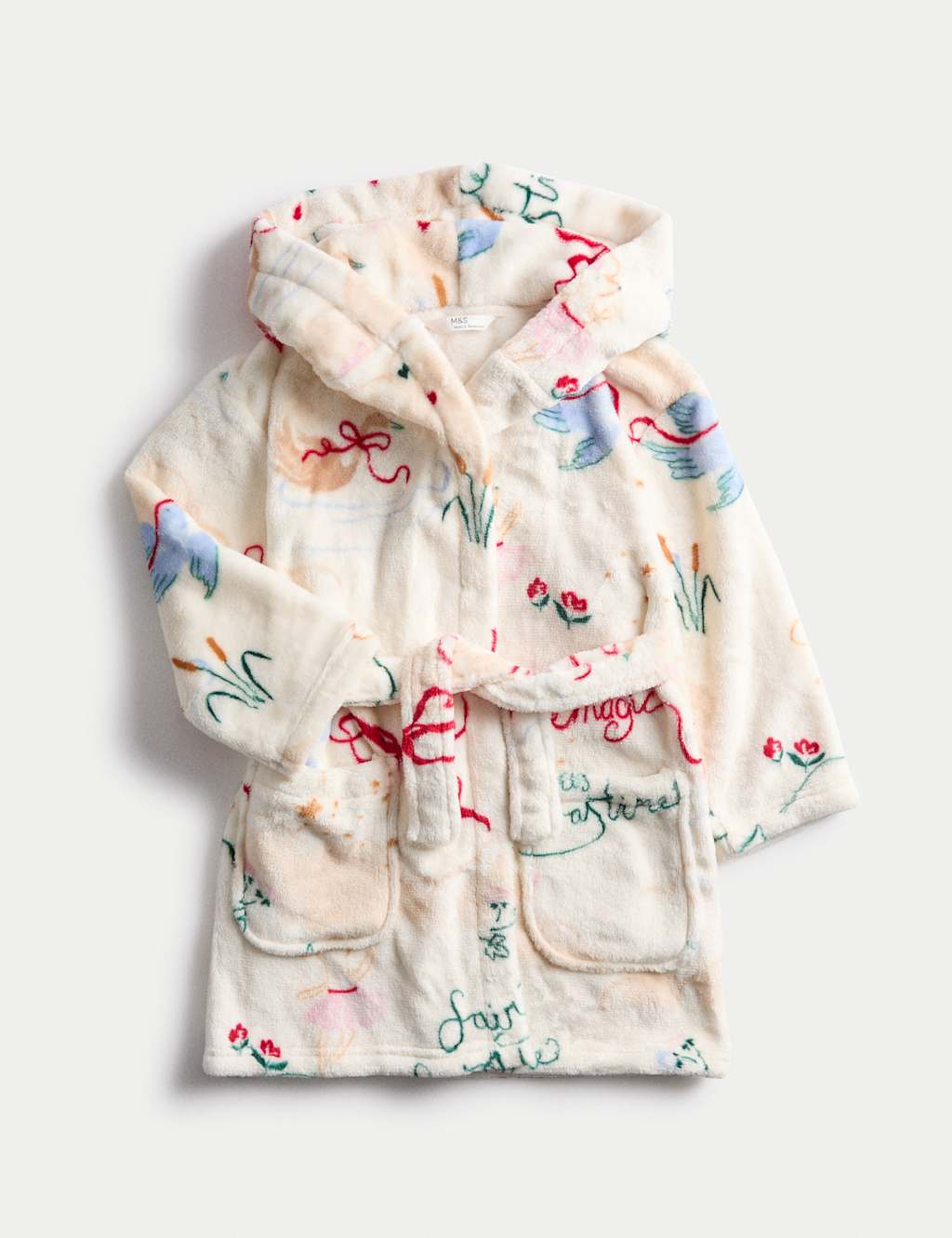 M&S Fleece Fairytale Dressing Gown (1-8 Yrs) Ecru Mix