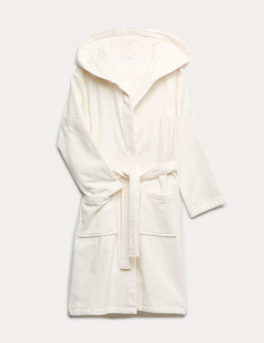 M&S Boys Towelling Hooded Robe (9 Mths-16 Yrs) - 5-6 Years - Ivory