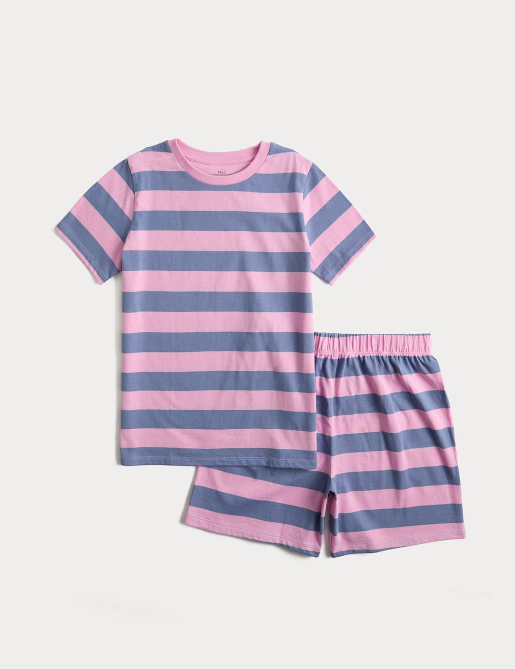 M&S Girls Pure Cotton Striped Short Pyjamas (1-16 Yrs) - 9-10 Years - Multi