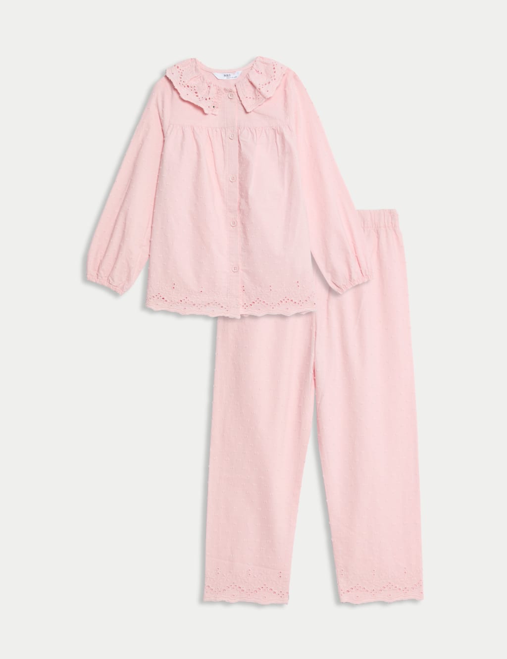 Pure Cotton Broderie Pyjamas (1-8 Yrs)