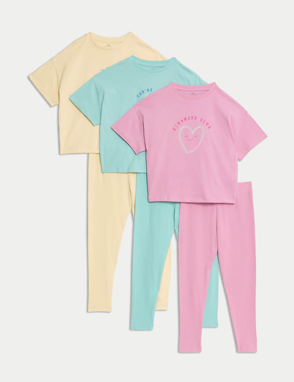 3pk Pure Cotton Heart Pyjama Sets (1-8 Yrs)