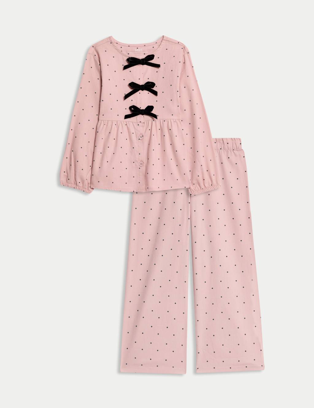 M&S Pure Cotton Spotted Pyjamas (1-8 Yrs) Purple