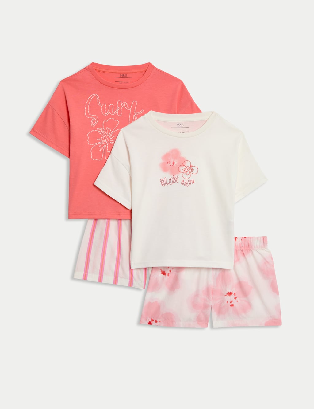 2pk Pure Cotton Tropical Print Pyjama Sets (1-8 Yrs)