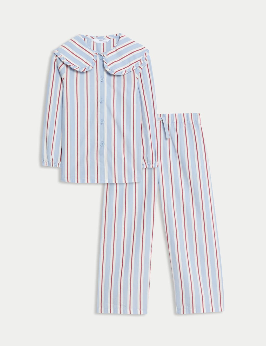 M&S Pure Cotton Striped Revere Pyjamas (1-8 Yrs) Multi
