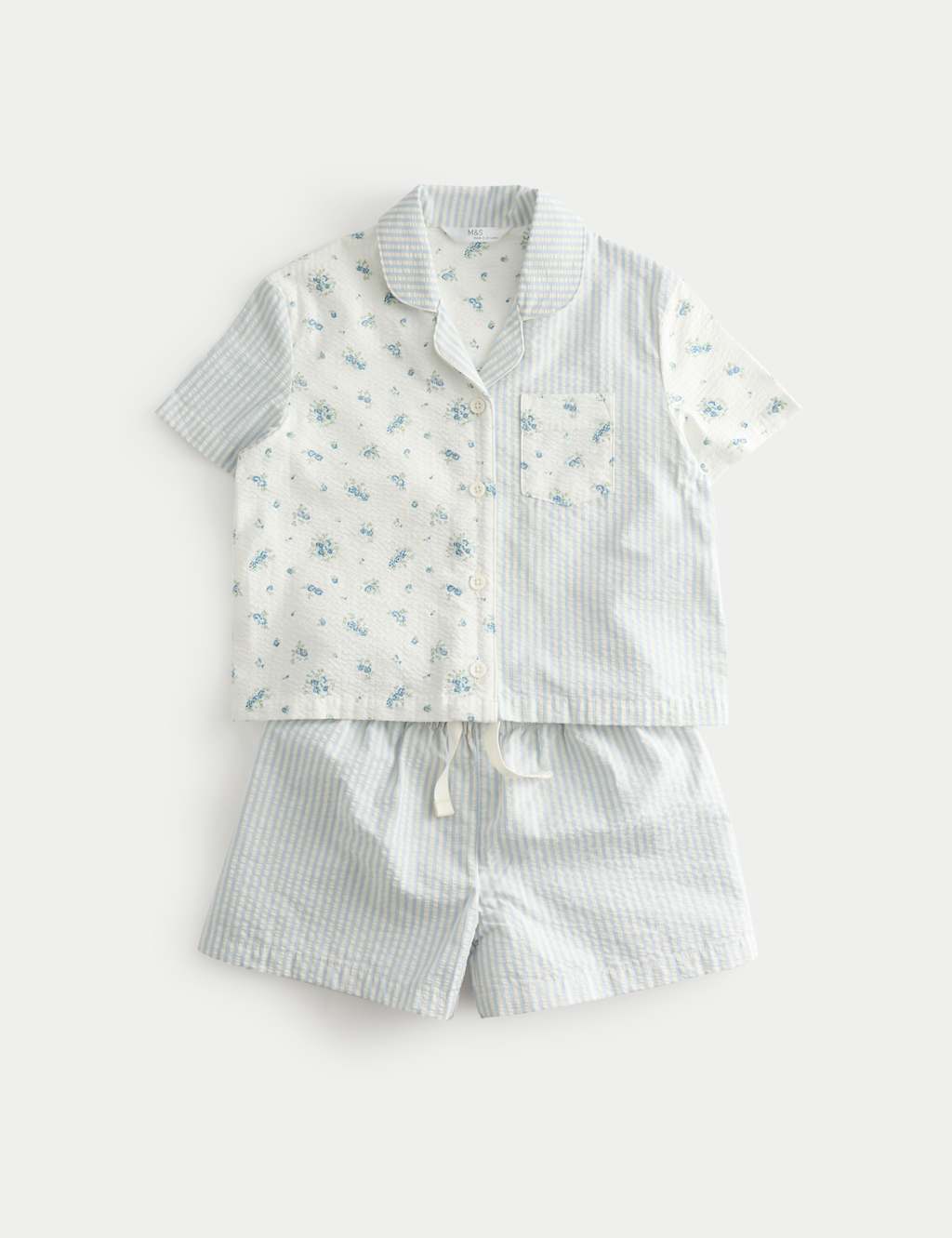 M&S Girls Ditsy Hotch Potch Revere Pyjamas (1-8 Yrs) - 18-24 Months - Blue Mix